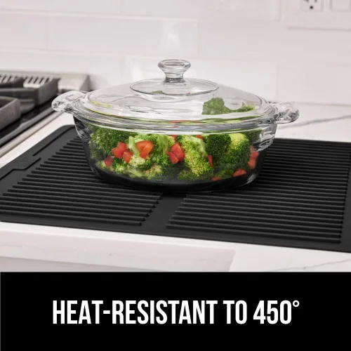 Miniatura 8 de GORILLA GRIP Tapete de secado de platos de silicona patentado 100% sin BPA para encimera de cocina, 18 x 24 pulgadas, diseño acanalado que atrapa