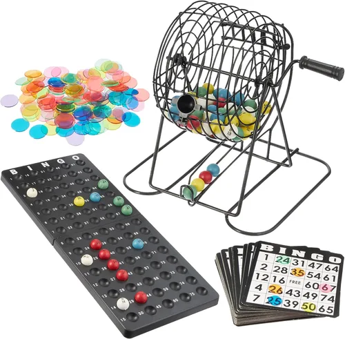 Royal Bingo Supplies Juego de bingo de lujo – 50 tarjetas reutilizables, 300 fichas y 75 bolas gigantes – Ideal para fiestas, aulas, centros de
