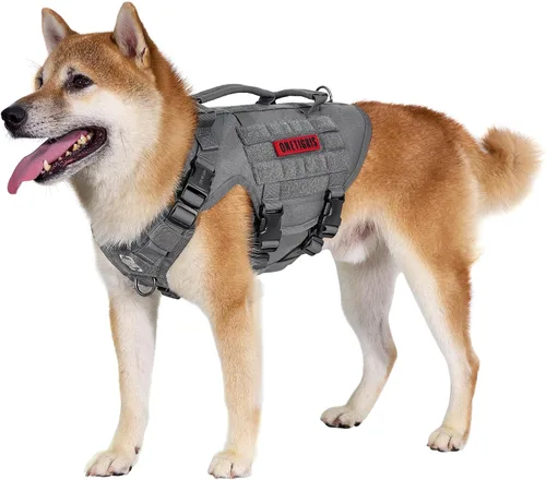 Miniatura 3 de OneTigris Arnés táctico grande para perros, arnés ajustable para perros sin tirones, arnés resistente para perros con asa, paneles grandes de gancho
