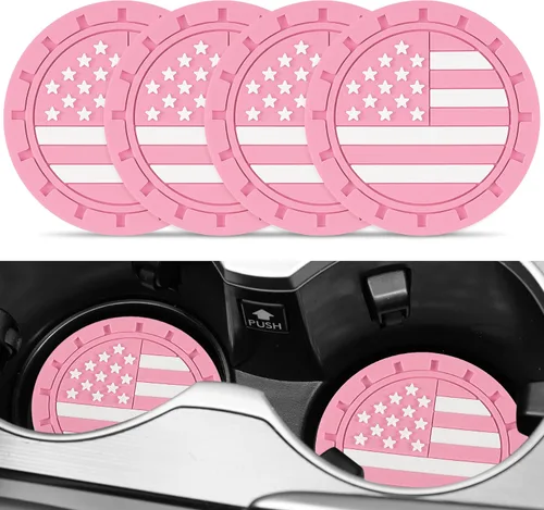 Miniatura 11 de JUSTTOP Posavasos para Portavasos de Automóvil, Bandera Americana Antideslizante Inserto Posavasos de Coche, Accesorios para el Interior del Negro