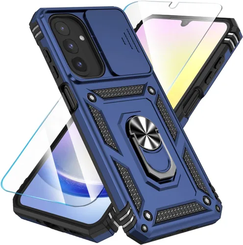 Miniatura 32 de SunStory Funda compatible con Samsung Galaxy A17 5G con protector de pantalla HD, cubierta de cámara deslizante y soporte de anillo giratorio, a