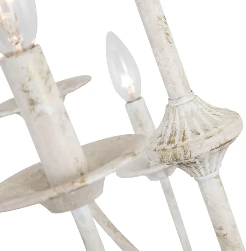 Miniatura 7 de Maxax Candelabro de Campo Francés, Candelabro de Granja Blanco Antiguo de 2 Niveles y 9 Luces, Accesorios de Lámpara Colgante de Vela Rústica de 31