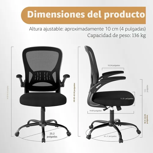 Miniatura 2 de Youhauchair Silla de oficina de malla, sillas ergonómicas de escritorio de oficina en casa con brazos abatibles y soporte lumbar, altura ajustable