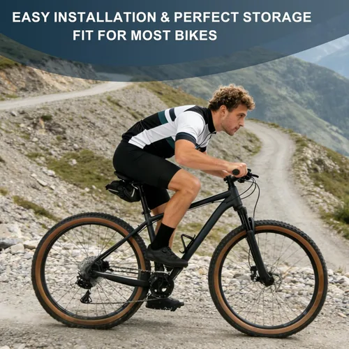 Miniatura 7 de Bolsa de asiento de bicicleta a prueba de agua con kit de herramientas para bicicleta, kit de reparación de bicicletas con bomba de neumáticos