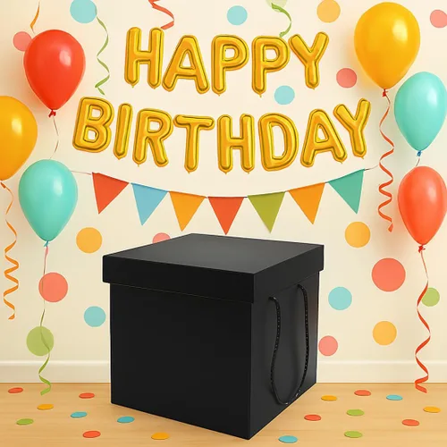 Miniatura 5 de Caja de regalo extragrande con tapas y asa, caja de regalo plegable negra de 12.6 pulgadas para cumpleaños, fiestas, duchas, día de San Valentín