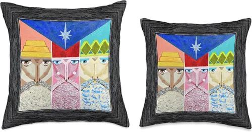 Miniatura 3 de Puerto Rico Christmas Nativity 3 Reyes Tres CC&TA Tres Reyes Wise Men Still Seek Him Puerto Rico Flag Boricua - Almohada de 16.0 x 16.0 in