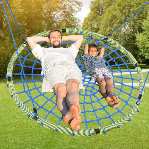 Miniatura 6 de Trekassy Columpio grande de tela de araña de 60 pulgadas para niños y adultos, columpio de red resistente para exteriores de 750 libras con marco