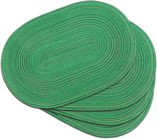 Miniatura 14 de Noctiflorous Juego de manteles individuales trenzados ovalados de 4 a 12 x 17.5 pulgadas, lavables, antideslizantes, resistentes al calor, para Beige