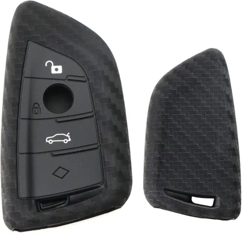 iJDMTOY Funda de silicona suave con patrón de fibra de carbono compatible con BMW Serie X1 7 2016-up, X4 2019-up, X5 2014-up, X6 2015-up, 5 Series
