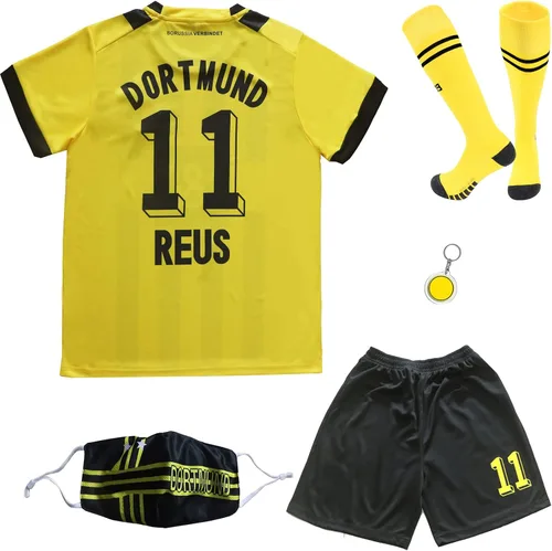 CEKFAX Dortmund Home #9 Erling Haaland Reus #11 - Conjunto de calcetines cortos de fútbol para niños, tallas juveniles