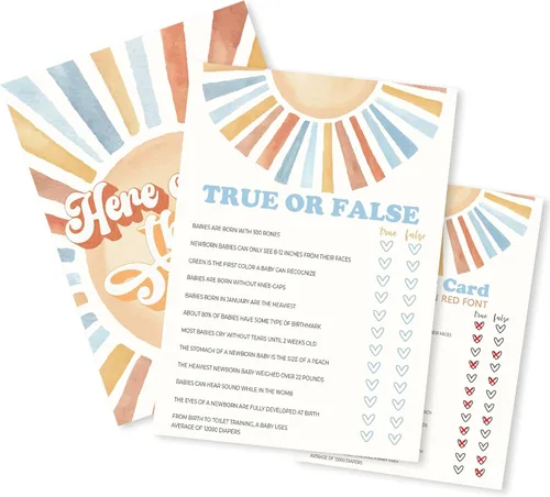 Miniatura 8 de Sunshine Fill In Baby Shower Juego de cartas – Here Comes The Son – Juego de mamá o papá para niños – Anuncio de bebé revelación de género ¿Adivina