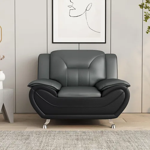 Miniatura 13 de Container Furniture Direct Silla y sofá de piel sintética de estilo moderno con reposabrazos extra cómodos, ideal para sala de estar, dormitorio u