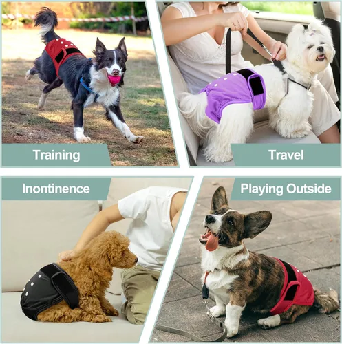 Miniatura 69 de Pañales lavables para perros, para hembras caninas, reutilizables, para periodo de celo, altamente absorbentes, para incontinencia, con broches