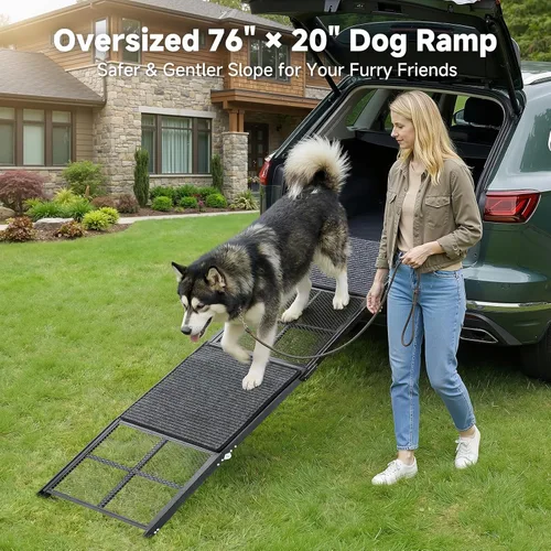 Miniatura 2 de Rampa para perros para automóvil, 76 x 20 pulgadas, rampa extra ancha para perros grandes, rampa antideslizante para perros con 2 almohadillas