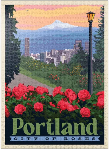 Miniatura 9 de MyPuzzle Portland, Oregon: City of Roses, póster vintage, rompecabezas prémium de 500 piezas para adultos