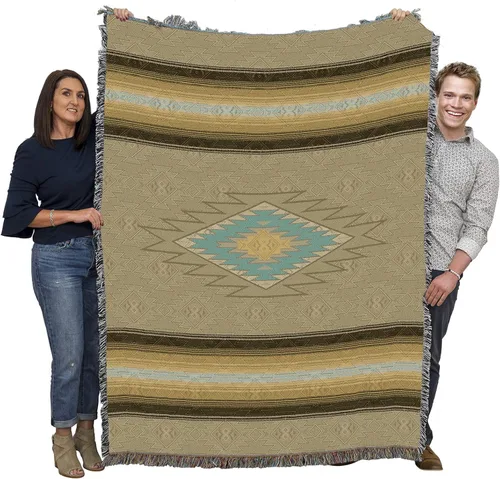 Miniatura 15 de Pure Country Weavers Manta Baja – Inspirada en los nativos americanos del suroeste – Manta de regalo tejida de algodón – Fabricada en los Estados