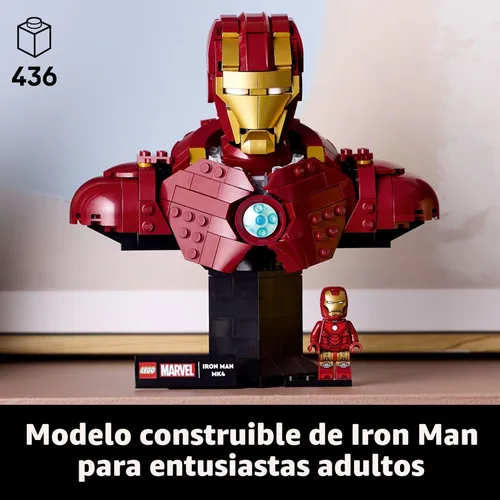 Miniatura 2 de LEGO Marvel Iron Man MK4 Bust - Kit de construcción para adultos, a partir de 18 años, incluye minifigura de Iron Man, modelo coleccionable
