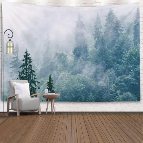 Miniatura 12 de Crannel Tapiz de invierno para colgar en la pared, sombrero de mago psicodélico para barba, tapiz mágico de calavera de humo de 50 x 60 pulgadas