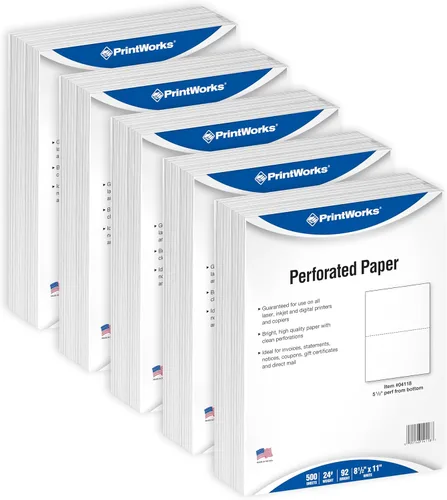 Miniatura 11 de PrintWorks Papel perforado profesional de 3 partes de 8.5 x 11 pulgadas, perfecto para W-2, 1099 y uso llamativo, fabricado en los Estados Unidos