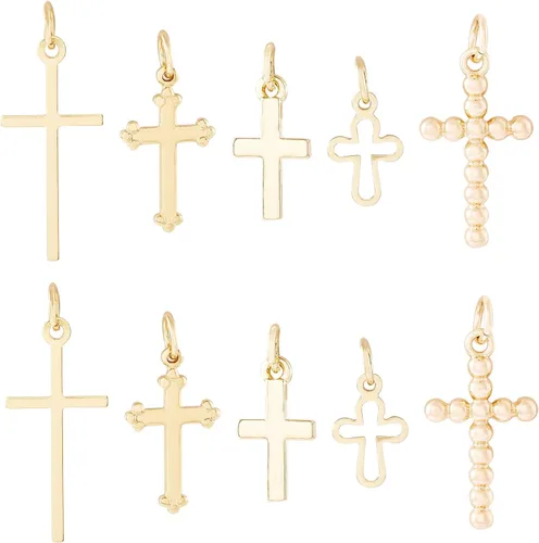 Miniatura 10 de Cheriswelry Colgantes de cruz de aleación de metal, estilo tibetano, Crucifijo vintage, colgantes de cruz para manualidades, collares, aretes