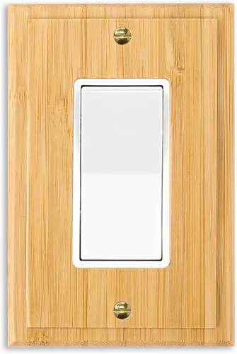 Cubiertas de salida de madera maciza, placa de interruptor de luz de 4.8 x 3.14 pulgadas, placas de interruptor de bambú y cubiertas de Placa de