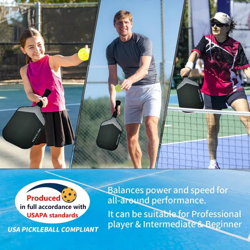 Miniatura 6 de Pickleball Paddles Pickleball Rackets T700 Carbon Fiber Frosted Textured Surface 16mm Core for Beginners to Advanced Players Portable Bag USAPA