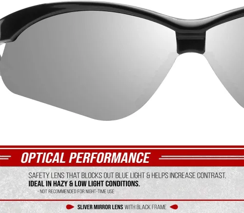 Miniatura 3 de Glove Station Optic Max Safety Glasses for Men & Women, Scratch-Resistant Eye Protection for, Hunting & Construction Plateado (Silver Mirrored)