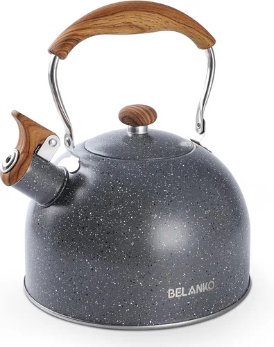 Miniatura 11 de Hervidor de Té, BELANKO 85 OZ / 2.5 Litros Hervidor de Té Silbante, Teteras para Estufa de Acero Inoxidable Grado Alimentario con Mango Plegable