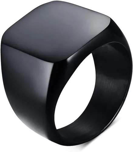 Anillo de motero enhong, sello, anillo de acero pulido sólido, para hombre, ideal como regalo, tamaño de 17-38cm, color oro, negro o plata