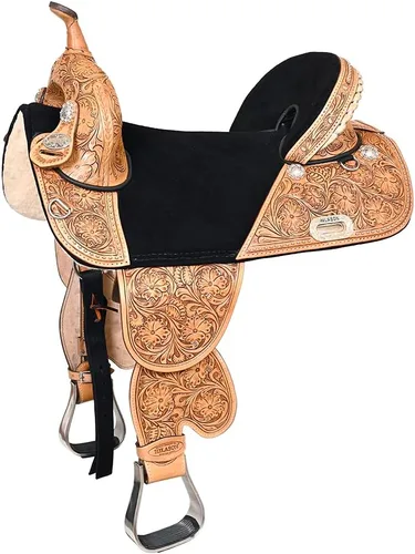 Miniatura 11 de HILASON Western Horse Treeless Trail Barrel Saddle American Leather Tan Horse Saddle Western Saddle Treeless Saddle Saddle for Horses