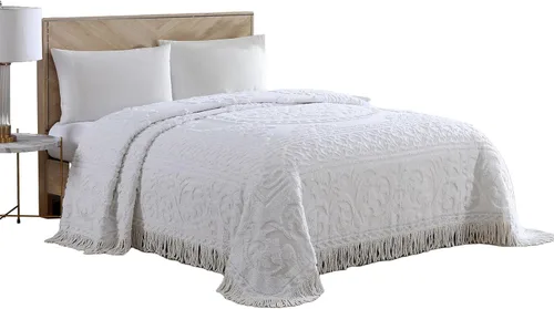 Miniatura 42 de Beatrice Home Fashions Colcha de Chenilla con Medallón, Full, Blanco