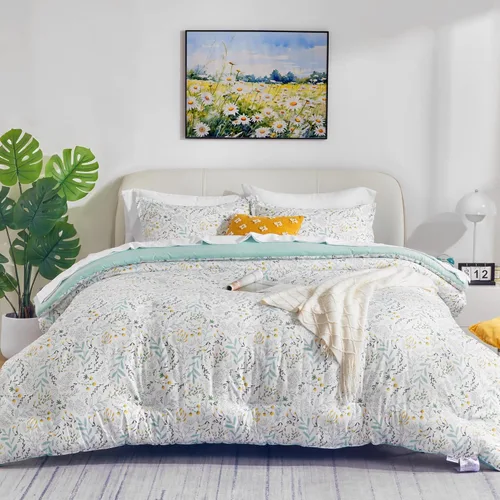 Miniatura 12 de SLEEP ZONE - Juego de edredón tamaño King en una bolsa - Juegos de ropa de cama para todas las estaciones, 7 piezas con 1 edredón, 1 sábana bajera