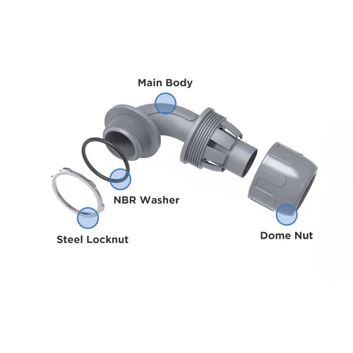 Miniatura 4 de Conectores de conducto hermético de 1/2 pulgada, conector no metálico NPT para accesorios de conducto flexibles eléctricos de PVC, 90 grados