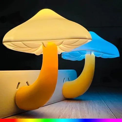 Luces nocturnas LED con sensor en forma de hongo - 2 unidades, enchufe de pared con 7 colores cambiantes, lámpara mini de ensueño, luz nocturna