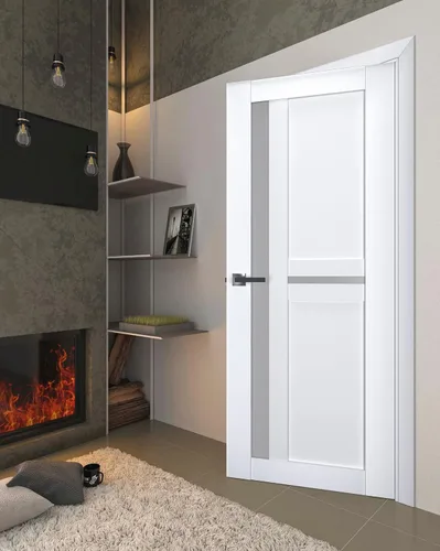 Miniatura 2 de Sartodoors VEREGIO 7288 18 x 80 Puerta abatible individual interior blanca con vidrio esmerilado Puerta de madera maciza en estilo francés