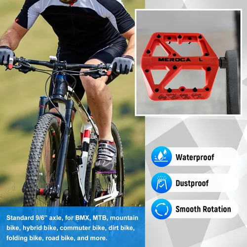 Miniatura 2 de Pedales de bicicleta de montaña, pedales de bicicleta de fibra de nailon antideslizante MTB, pedales de ciclismo ligeros y anchos de plataforma