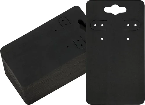 joycraft 100 tarjetas de aretes con 6 agujeros, tarjetas negras de 2 x 3.5 pulgadas, etiquetas de exhibición de joyas de papel en blanco para Negro