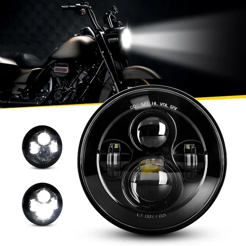 Miniatura 2 de Faro LED negro de 7 pulgadas aprobado por DOT compatible con motocicletas Tour, FLD, Softail Heritage, Street Glide, Road King, Electra Glide