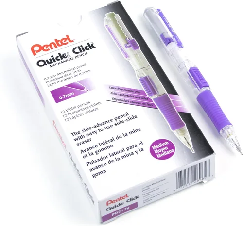 Miniatura 24 de Lápiz mecánico Pentel QUICK CLICK (0.7mm), cañón rosa, caja de 12 lápices (PD217P)