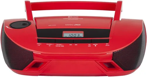 Miniatura 2 de HANNLOMAX Boombox de CD portátil HX-328CD con radio AM/FM, Bluetooth, puerto USB para reproducción de MP3, fuente de alimentación dual AC/DC Aux-in.