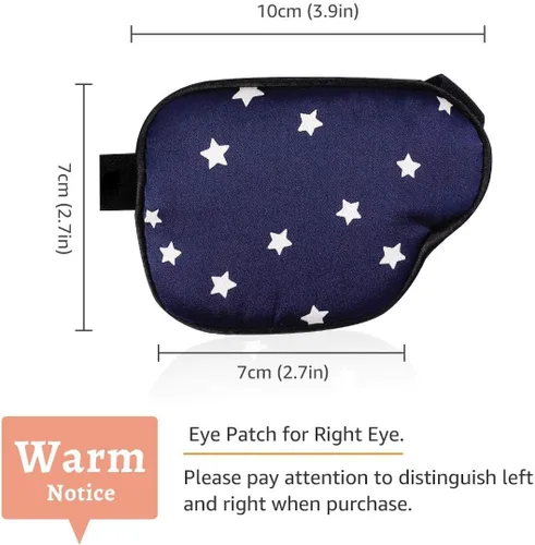 Miniatura 5 de eZAKKA Parches para ojos para adultos, parche médico para ambliopía, estrabismo con hebilla, azul marino con estrella blanca (derecha)