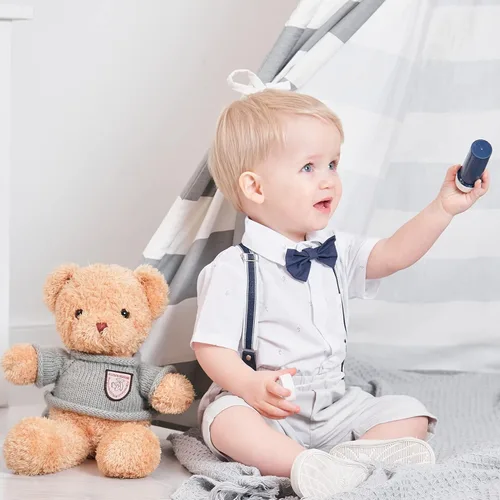 Miniatura 5 de Conjunto de traje de caballero de manga corta para bebé niño con corbatín + pantalones cortos con tirantes y pantalones cortos para bautizo festivo
