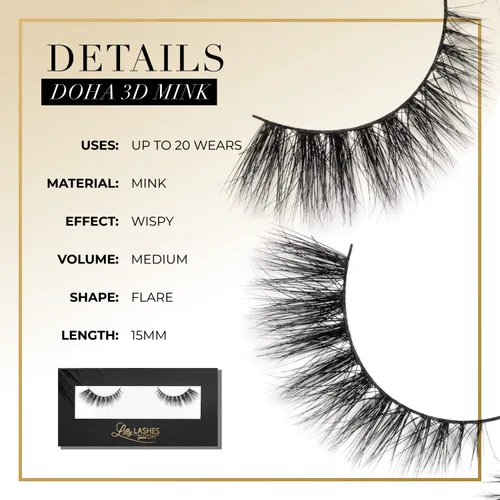 Miniatura 4 de Lilly Lashes Doha Pestañas de visón 3D, la Lilly Lash original para un aspecto esponjoso y natural, pestañas reutilizables hasta 25 veces, pestañas