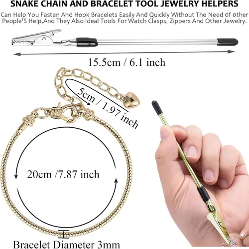 Miniatura 2 de 10 Piezas Cadenas de Pulsera con Dije de Cadena de Serpiente de 7.87 Pulgadas con Ayudante de Pulsera Pulsera de Serpiente Ajustable con Dije