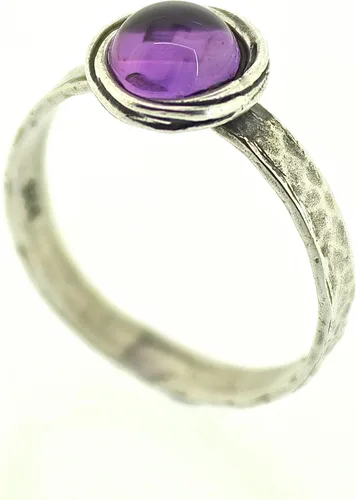 Miniatura 43 de Anillo de plata de ley con piedras preciosas para mujer, anillo apilable de piedra martillada, anillo de piedra natal
