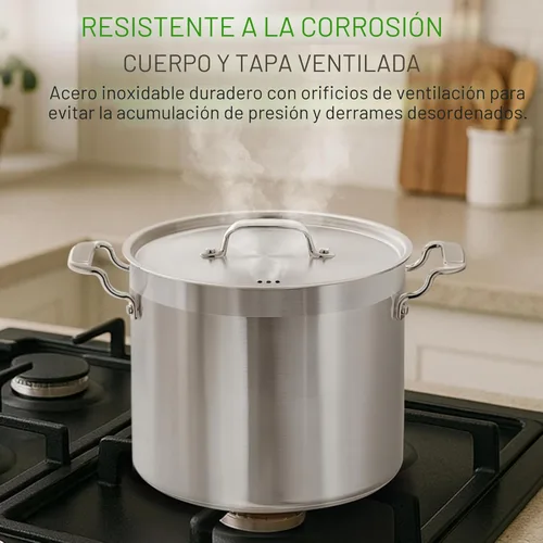 Miniatura 5 de NutriChef Olla resistente de 20 cuartos de galón con tapa de acero inoxidable, olla grande para inducción, cocinas de gas y eléctricas, perfecta