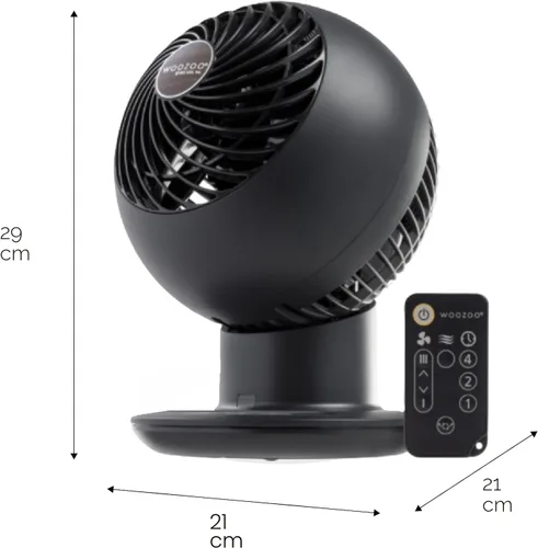 Miniatura 2 de IRIS USA - Ventilador WOOZOO de circulación oscilante de aire, estilo globo, compacto y personal con mando a distancia, 12 pulgadas, PCF-SC15