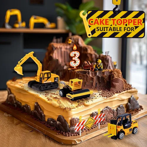Miniatura 5 de Oriate Construction Juego de 6 piezas de automóviles fundidos a presión, incluyendo bulldozers, carretillas elevadoras, excavadora y otros autos