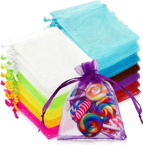 Hoolerry 500 bolsas de organza multicolor de 3 x 4 pulgadas, bolsas de regalo de joyería, bolsitas pequeñas de malla con cordón, bolsa de pulsera