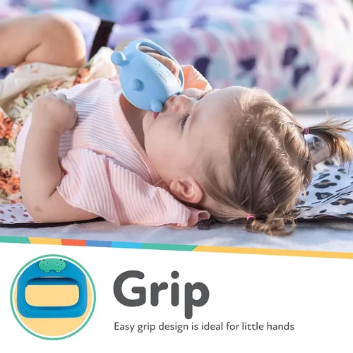 Miniatura 4 de Nuby Manopla de dentición de muñeca de silicona - Anillo de dentición para bebé - 3+ meses - Hipopótamo